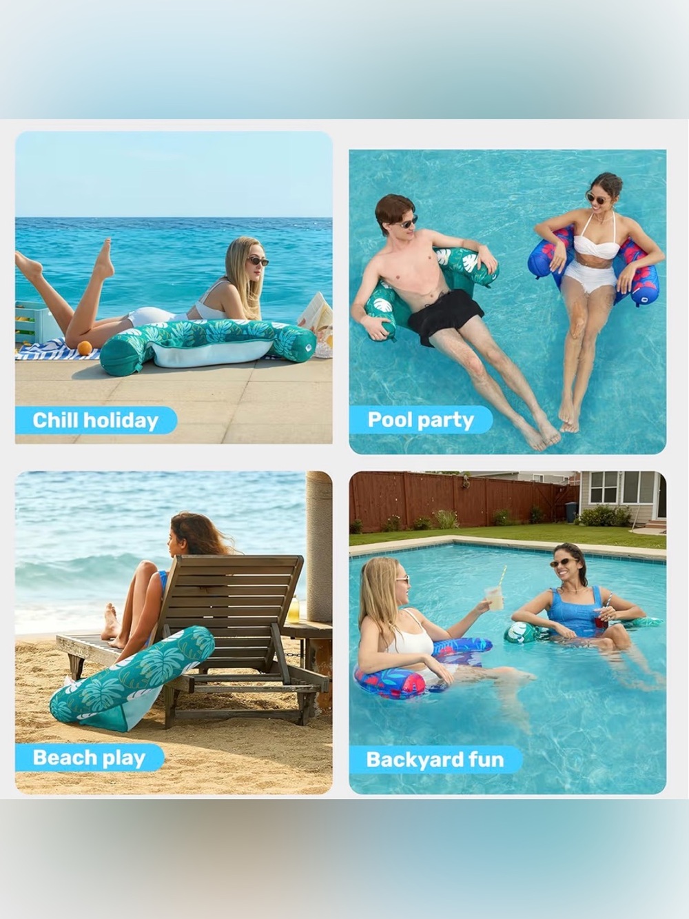 SLOOSH Inflatable Pool Float Chair 2-Pack – Adult Water Lounge - Picture 6 of 6